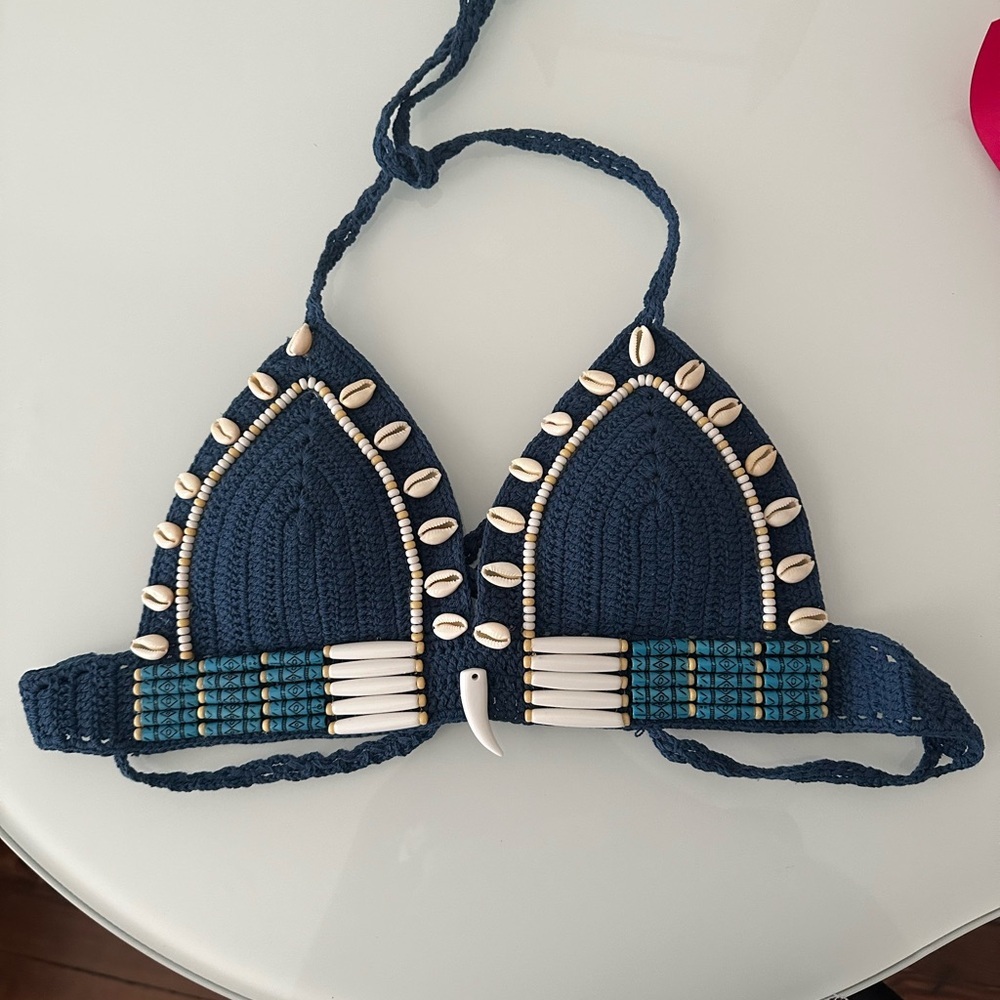 Blue Shell-Embellished Bikini - Picture 2 of 4
